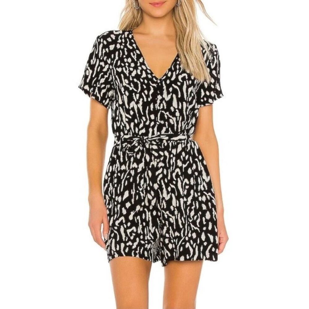 Rails Sophia Romper Black and White Abstract Cheetah